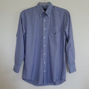 Nautica Non-Iron Blue & White  Striped Shirt 15 1/2 32/33